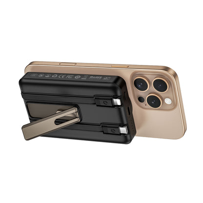 Wiwu Wi-P056 Taşınabilir Wireless Şarj ve PD Hızlı Şarj Özellikli Powerbank 15W 10000mAh Siyah