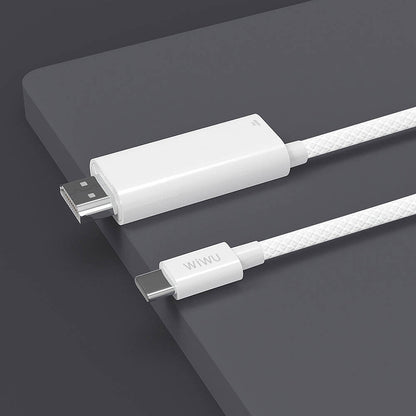 Wiwu Wi-PS001 Type-C to HDMI (4K@60Hz) PD Şarj ve Projeksiyon Kablosu 1.8M Beyaz