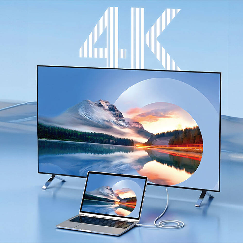 Wiwu Wi-PS001 Type-C to HDMI (4K@60Hz) PD Şarj ve Projeksiyon Kablosu 1.8M Beyaz