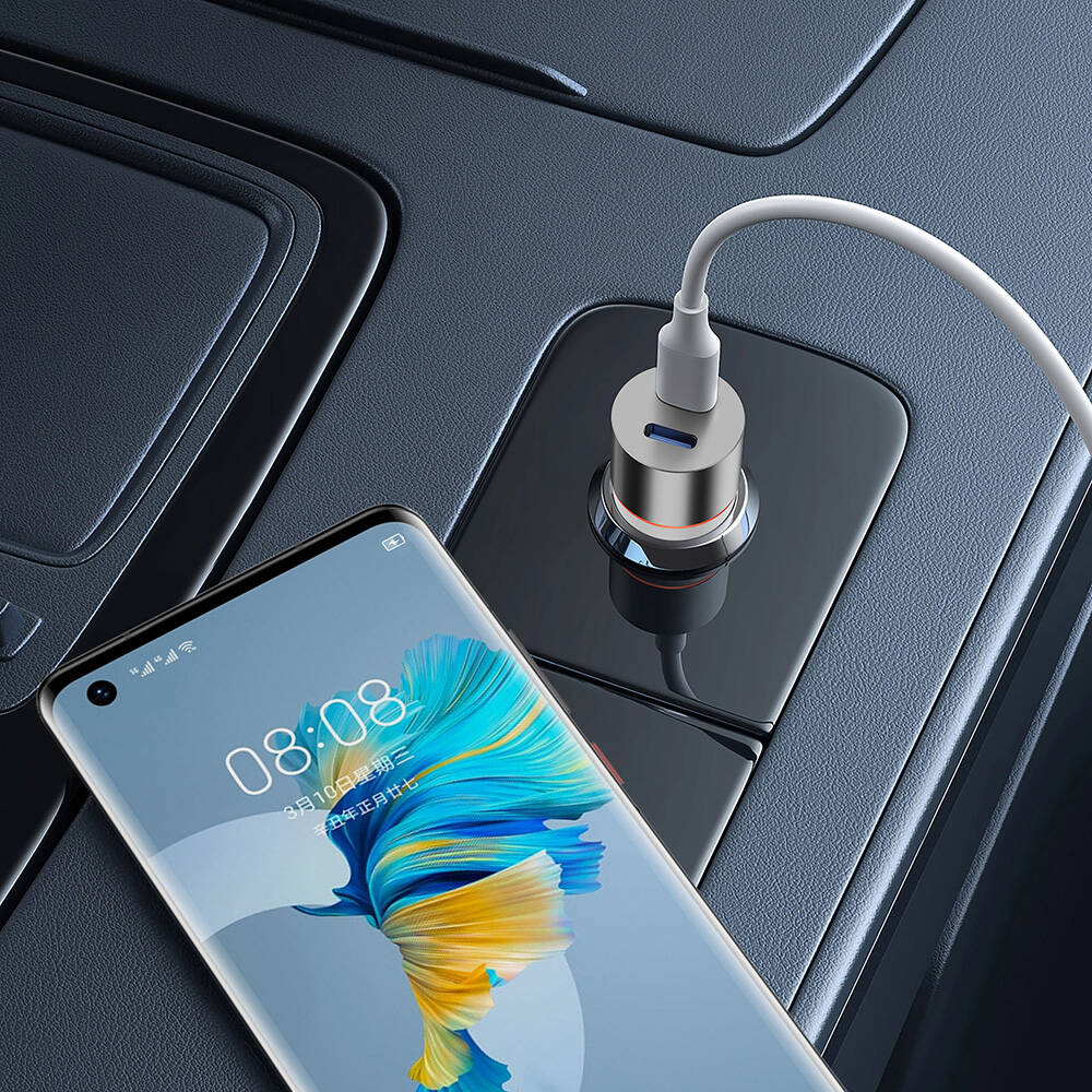 Wiwu Wi-QC023 60W Çift PD Hızlı Şarj Araç Şarj Başlığı Beyaz