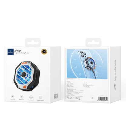 Wiwu Wi-R001 15W M-safe Şarj Özellikli RGB Işıklı Telefon Soğutucu Fan Siyah