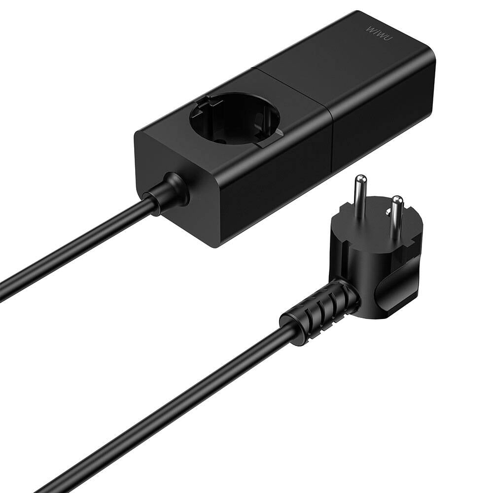 Wiwu Wi-S004 GaN Tech Çift Type-C ve Çift USB-A Girişli Priz 100W 150cm Siyah