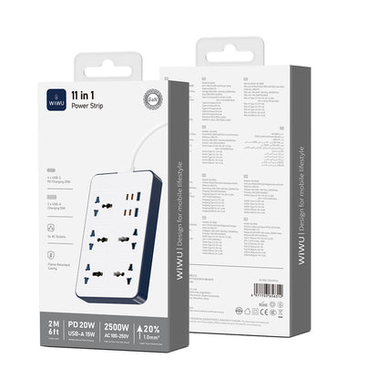 Wiwu Wi-S006 20W GaN Tech Power Strip 11 in 1 Çoklu Priz Beyaz