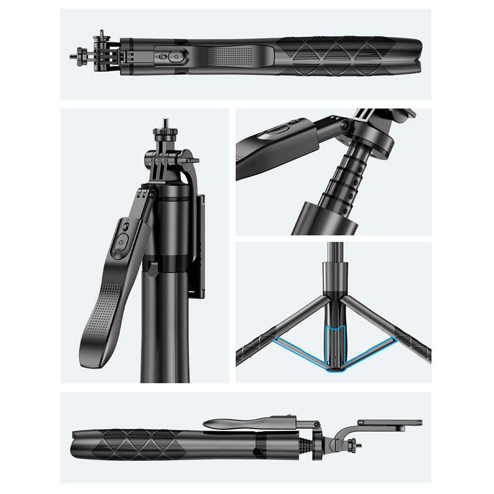 Wiwu Wi-SE005 Çok Fonksiyonlu Sabitleyici Ayrılabilir Canlı Yayın Tripod Selfie Çubuğu Siyah