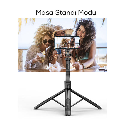 Wiwu Wi-SE005 Çok Fonksiyonlu Sabitleyici Ayrılabilir Canlı Yayın Tripod Selfie Çubuğu Siyah