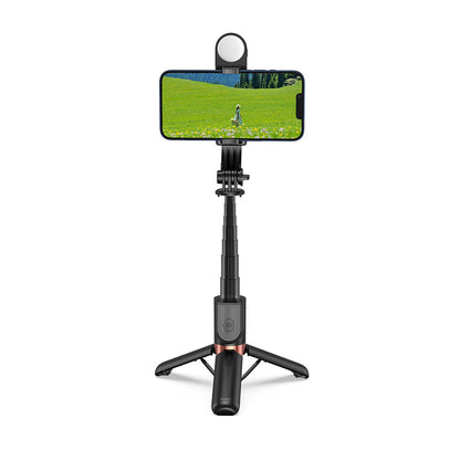 Wiwu Wi-SE011 Dolgu Işıklı Teleskopik Tripod ve Mini Selfie Çubuğu Siyah