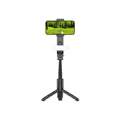 Wiwu Wi-SE013 Dolgu Işıklı Teleskopik Tripod ve Mini Selfie Çubuğu Siyah