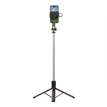 Wiwu Wi-SE015 Canlı Yayın Dolgu Işıklı Teleskopik Tripod ve Selfie Çubuğu Siyah