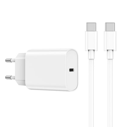 Wiwu Wi-U001 Quick 20W Tek Bağlantılı Şarj Başlığı Type-C to Type-C PD 20W Kablolu Şarj Seti Beyaz