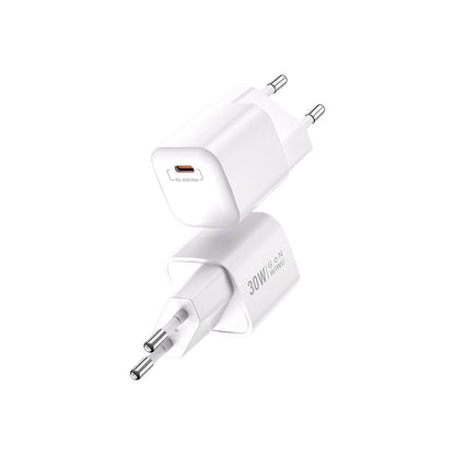 Wiwu Wi-U006 GaN Tech PD Hızlı Şarj Özellikli Seyahat Şarj Başlığı 30W Beyaz