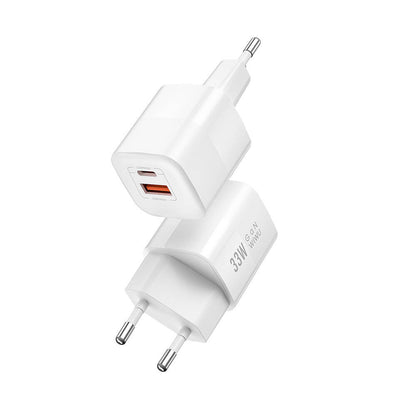 Wiwu Wi-U008 GaN Tech PD Hızlı Şarj Özellikli QC 3.0 Seyahat Şarj Başlığı 33W Beyaz