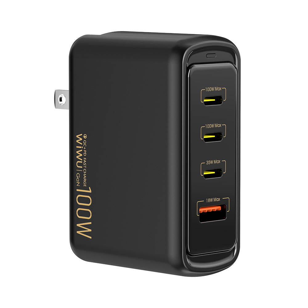 Wiwu Wi-U022W Warrior Serisi GaN Teknolojili 100W QC+PD Universal Hızlı Şarj Başlığı Siyah