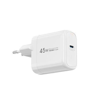 Wiwu Wi-U035 GaN Tech PD Hızlı Şarj Özellikli QC 3.0 Şarj Başlığı 45W Beyaz