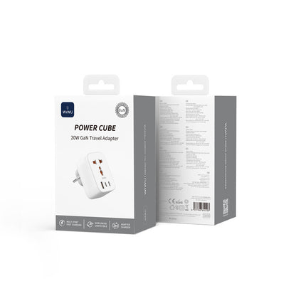 Wiwu Wi-UA007 GaN Tech PD Hızlı Şarj Özellikli Seyehat Şarj Başlığı 20W Beyaz