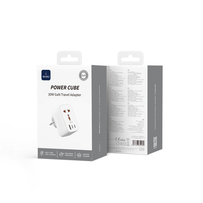Wiwu Wi-UA008 GaN Tech PD Hızlı Şarj Özellikli Seyahat Şarj Başlığı 30W Beyaz