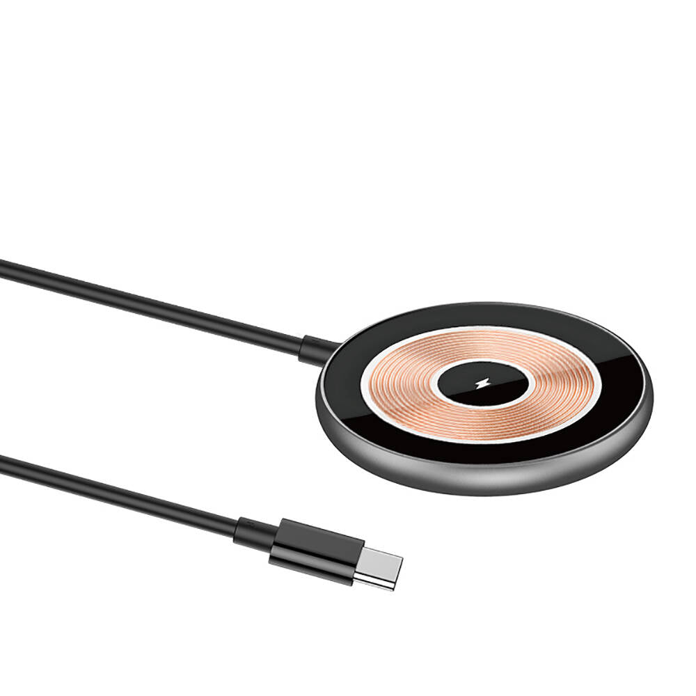 Wiwu Wi-W007 15W Hızlı Şarj Özellikli M-safe PD Wireless Şarj Aleti Gri