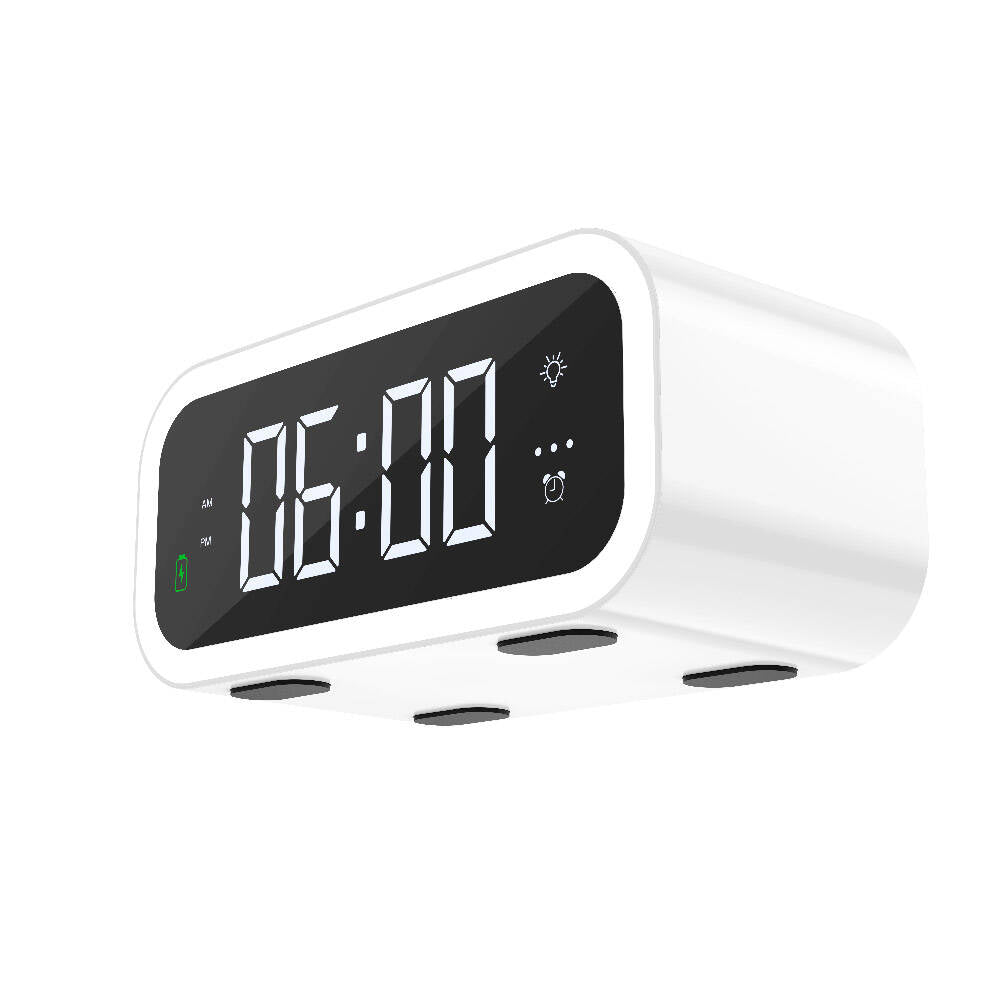 Wiwu Wi-W015 Time 4in1 Dijital Saat Alarm ve LED Işık Özellikli Wireless Şarj Aleti Beyaz