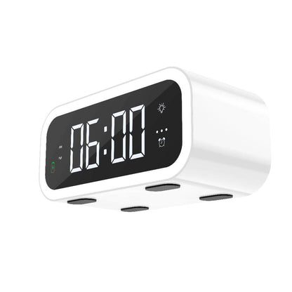 Wiwu Wi-W015 Time 4in1 Dijital Saat Alarm ve LED Işık Özellikli Wireless Şarj Aleti Beyaz