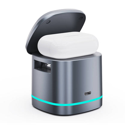 Wiwu Wi-W024 Rubik Küp Ambiyans Işıklı Telefon&Akıllı Saat&Kulaklık İçin 15W 3in1 Kablosuz Şarj Standı Siyah