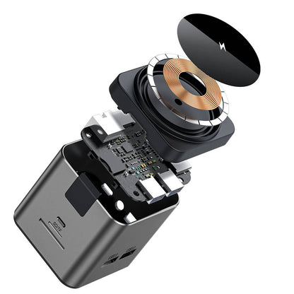 Wiwu Wi-W025 9in1 M-safe Şarj Özellikli Type-C Hub PD 100W USB 3.0 SD/TF HDMI RJ45 Gri