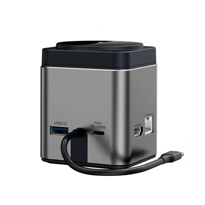 Wiwu Wi-W025 9in1 M-safe Şarj Özellikli Type-C Hub PD 100W USB 3.0 SD/TF HDMI RJ45 Gri