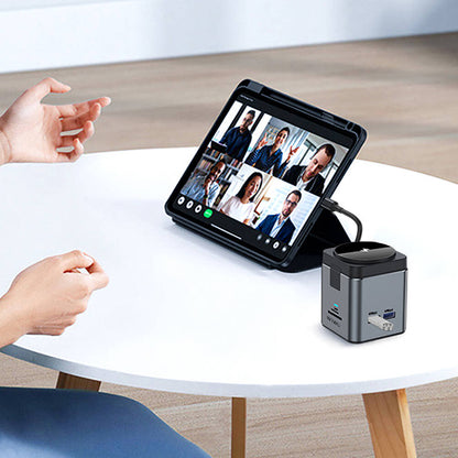 Wiwu Wi-W025 9in1 M-safe Şarj Özellikli Type-C Hub PD 100W USB 3.0 SD/TF HDMI RJ45 Gri