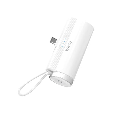 Wiwu Wi-W026 Capsule Serisi 2in1 Mini Taşınabilir Standlı Askılı Type-C PD Powerbank 5000mAh Beyaz