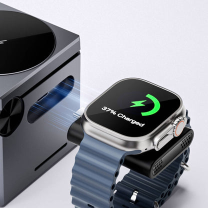 Wiwu Wi-W030 Small Square Küp Tasarımlı Telefon & Akıllı Saat & Kulaklık İçin 15W 3in1 Kablosuz Şarj Standı Gri