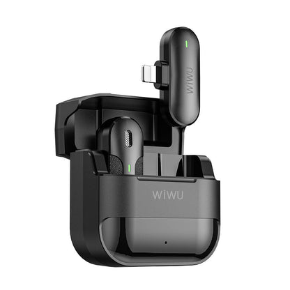 Wiwu Wi-WM001 Lightning Şarj Portlu Kablosuz Yaka Mikrofonu Siyah