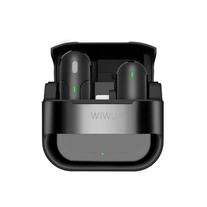 Wiwu Wi-WM001 Lightning Şarj Portlu Kablosuz Yaka Mikrofonu Siyah