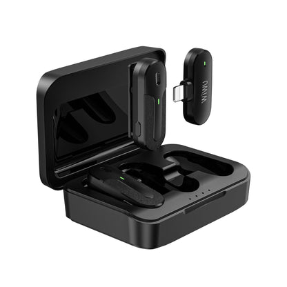 Wiwu Wi-WM002 Lightning Şarj Portlu Kablosuz Yaka Mikrofonu Siyah