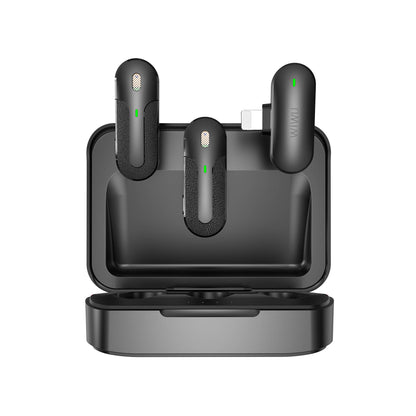 Wiwu Wi-WM002 Lightning Şarj Portlu Kablosuz Yaka Mikrofonu Siyah