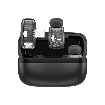 Wiwu Wi-WM008 2in1 Type-C Portlu ANC Özellikli Kablosuz Yaka Mikrofonu Siyah
