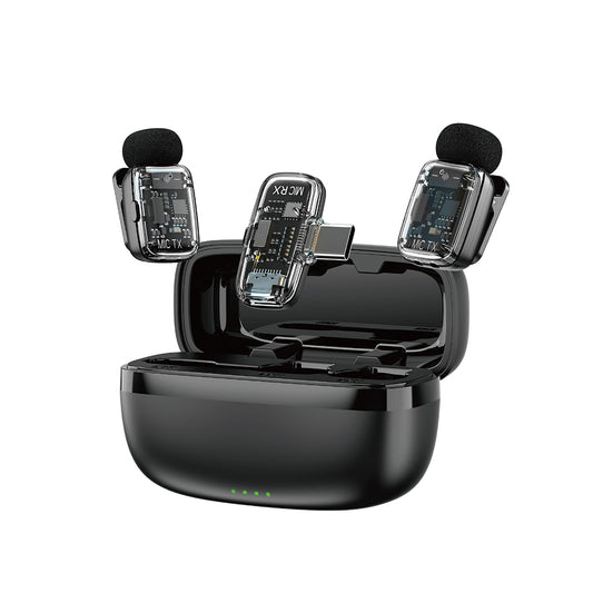 Wiwu Wi-WM008 2in1 Type-C Portlu ANC Özellikli Kablosuz Yaka Mikrofonu Siyah