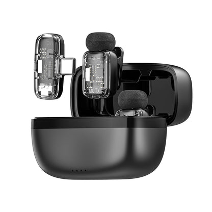 Wiwu Wi-WM008 2in1 Type-C Portlu ANC Özellikli Kablosuz Yaka Mikrofonu Siyah