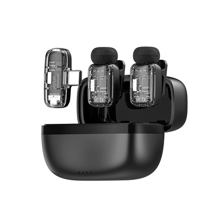 Wiwu Wi-WM008 2in1 Type-C Portlu ANC Özellikli Kablosuz Yaka Mikrofonu Siyah