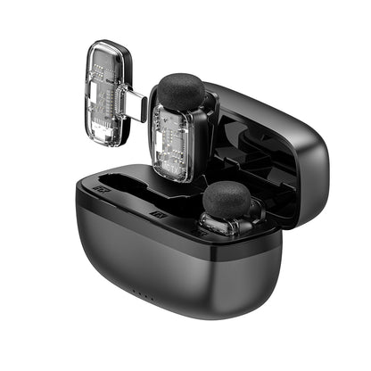 Wiwu Wi-WM008 2in1 Type-C Portlu ANC Özellikli Kablosuz Yaka Mikrofonu Siyah