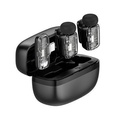 Wiwu Wi-WM008 2in1 Type-C Portlu ANC Özellikli Kablosuz Yaka Mikrofonu Siyah