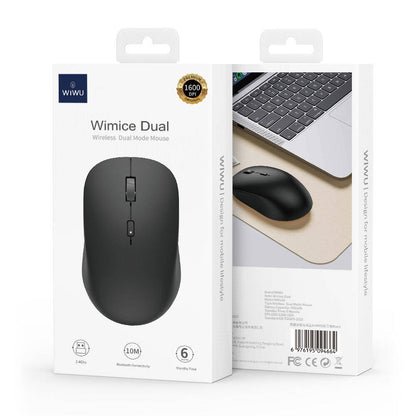 Wiwu WM108 Wimice 1600 DPI Bluetooth Ve Wireless Dual Mod Kablosuz Mouse Siyah