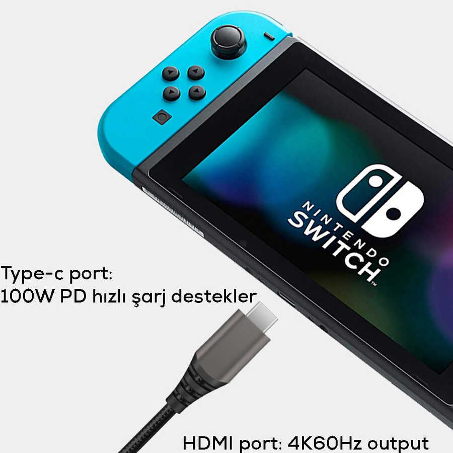 Wiwu X10 Type-C to HDMI Kablo Gri