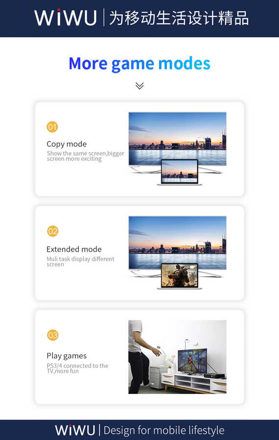 Wiwu X10 Type-C to HDMI Kablo Gri