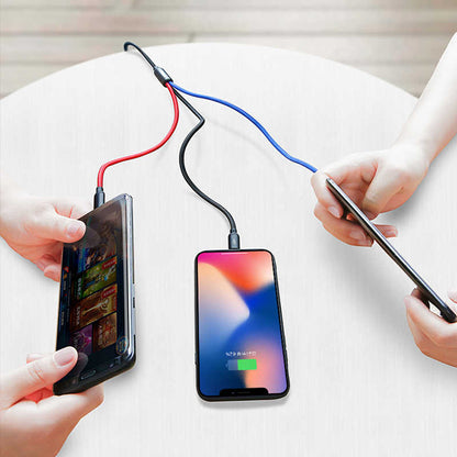 Wiwu YZ100 Dual Lightning + Micro Usb Kablo Siyah