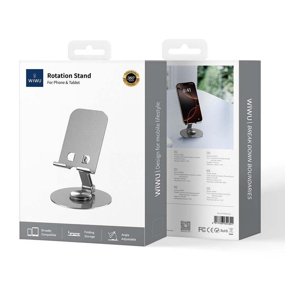 Wiwu ZM-014 Taşınabilir Katlanabilir 360° Dönebilen Metal Telefon ve Tablet Standı