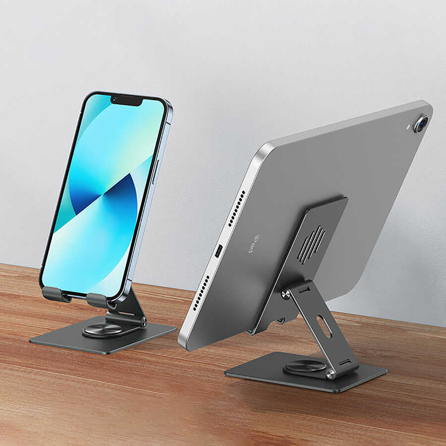 Wiwu ZM106 Taşınabilir Katlanabilir 360 Dönebilen Metal Telefon ve Tablet Standı Siyah