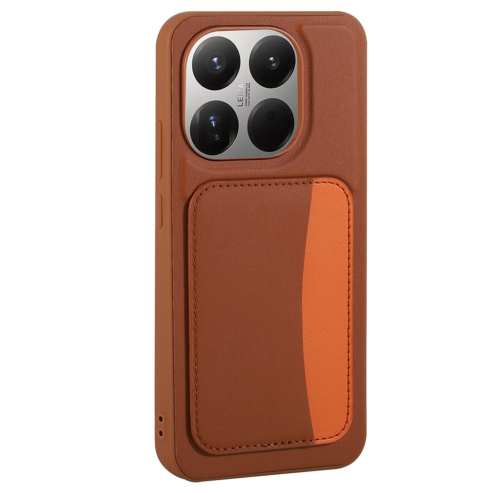 Xiaomi 15T Kılıf Kartlıklı Zore X-Kart Silikon Kapak Kahverengi