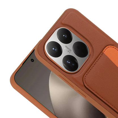 Xiaomi 15T Kılıf Kartlıklı Zore X-Kart Silikon Kapak Kahverengi