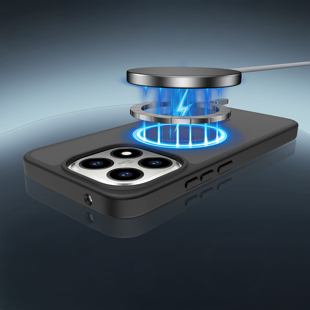 Xiaomi 15T Kılıf Sert PC Arka Yüzey Wireless Şarj Özellikli Zore Flet M-safe Kapak Siyah