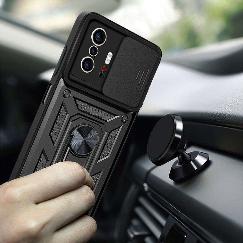 Xiaomi Mi 11T 5G Kılıf Magnetik Standlı Kamera Korumalı Zore Sürgülü Vega Kapak