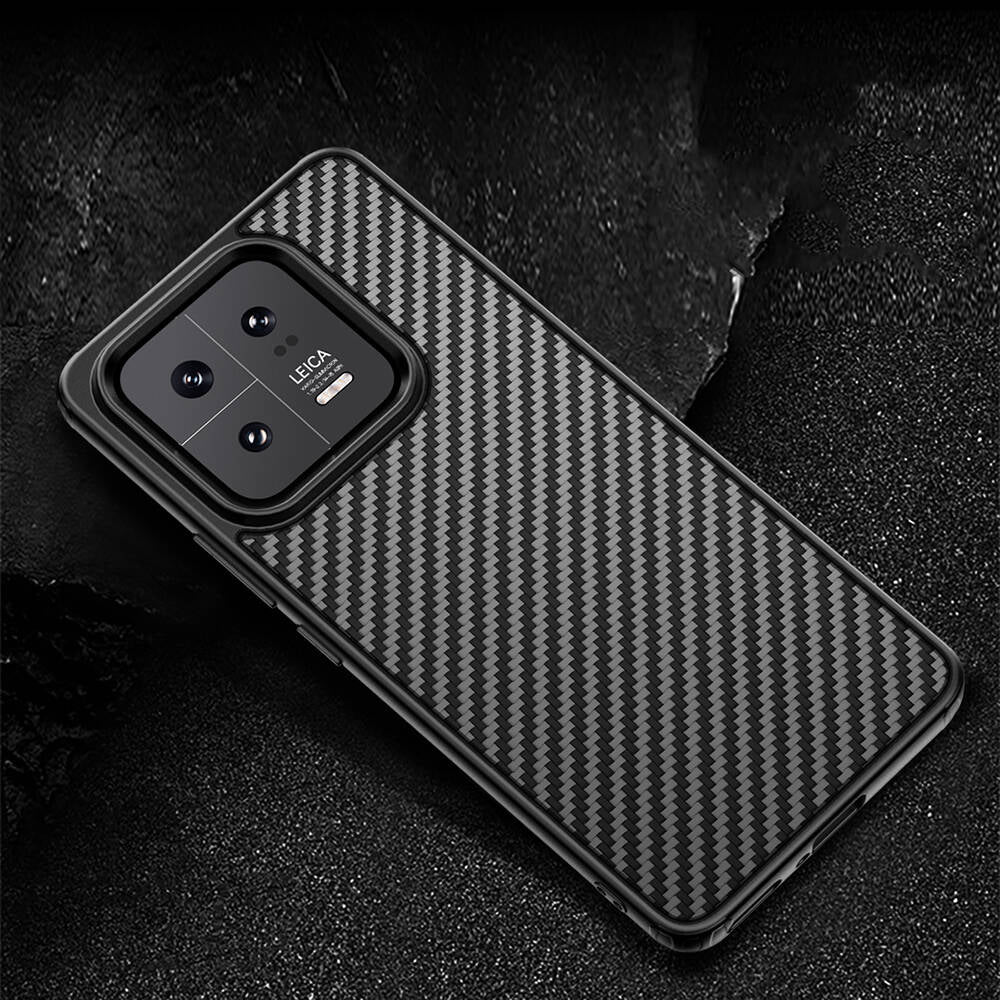 Xiaomi Mi 13 Kılıf Aramid Karbon Fiber M-safe Özellikli Wlons Radison Kapak Siyah