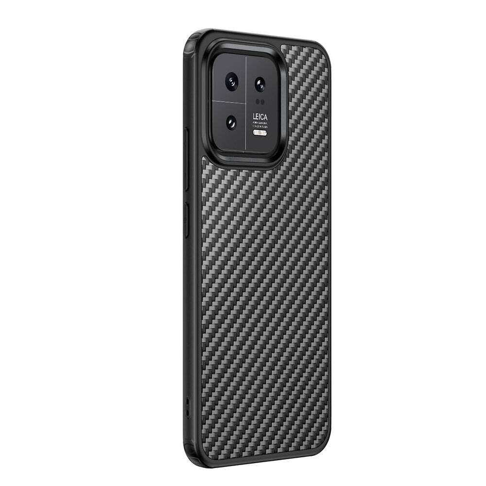 Xiaomi Mi 13 Kılıf Aramid Karbon Fiber M-safe Özellikli Wlons Radison Kapak Siyah